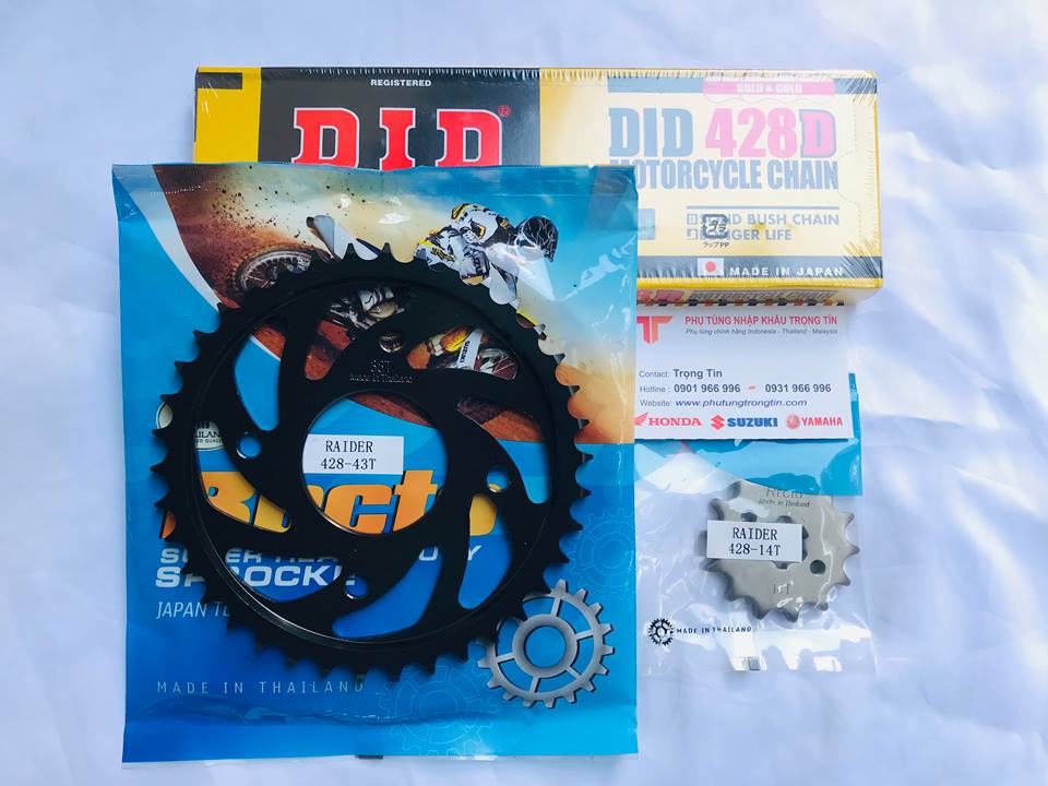 Full bộ Nhông sên dĩa DID 9ly 428D chính hãng Dĩa Recto Suzuki Satria